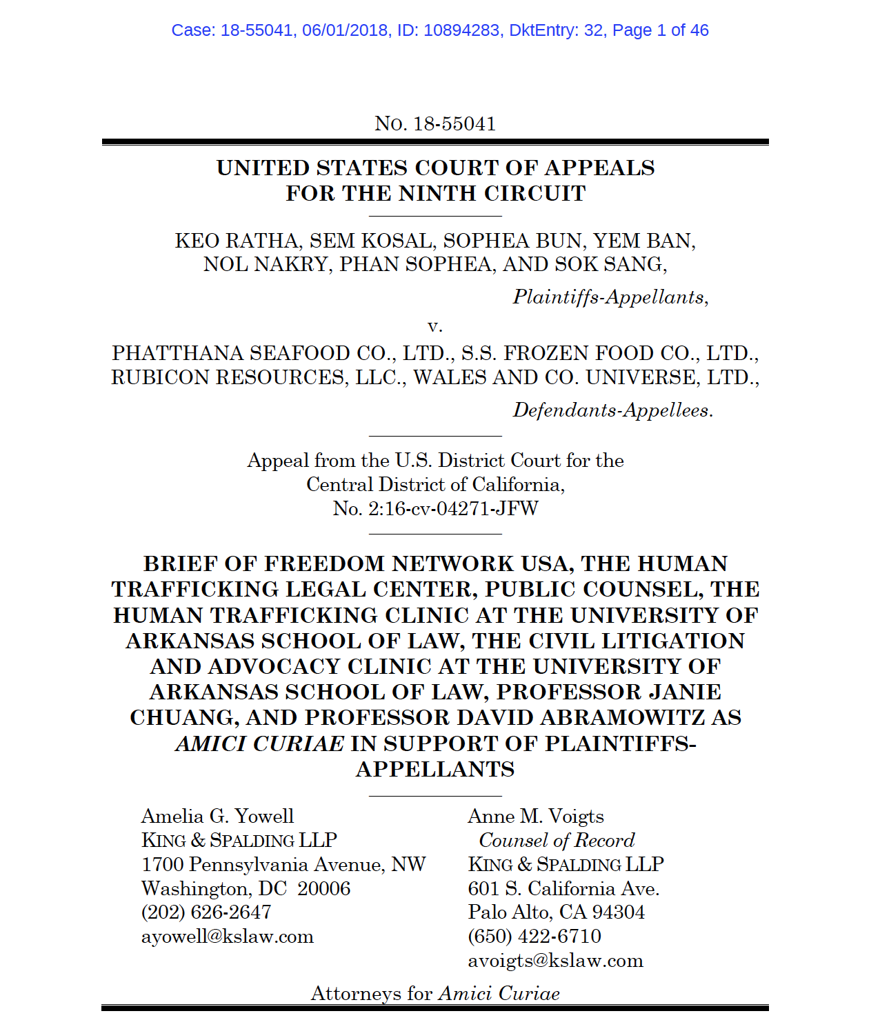 Amicus Brief: Keo Ratha, et al v. Phatthana Seafood Co., Ltd., et al